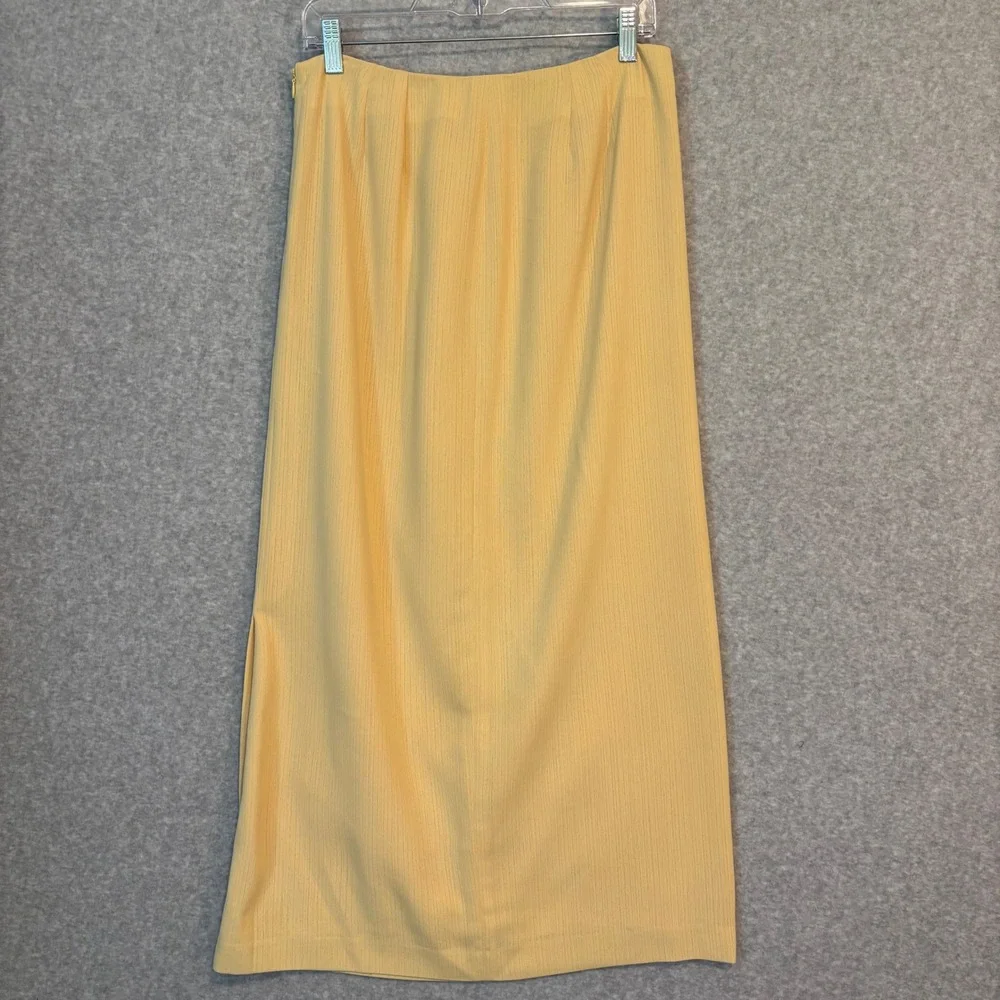 Vintage Larry Levine Women's 12 Petite Maxi Skirt Buttercream Yellow Cottagecore